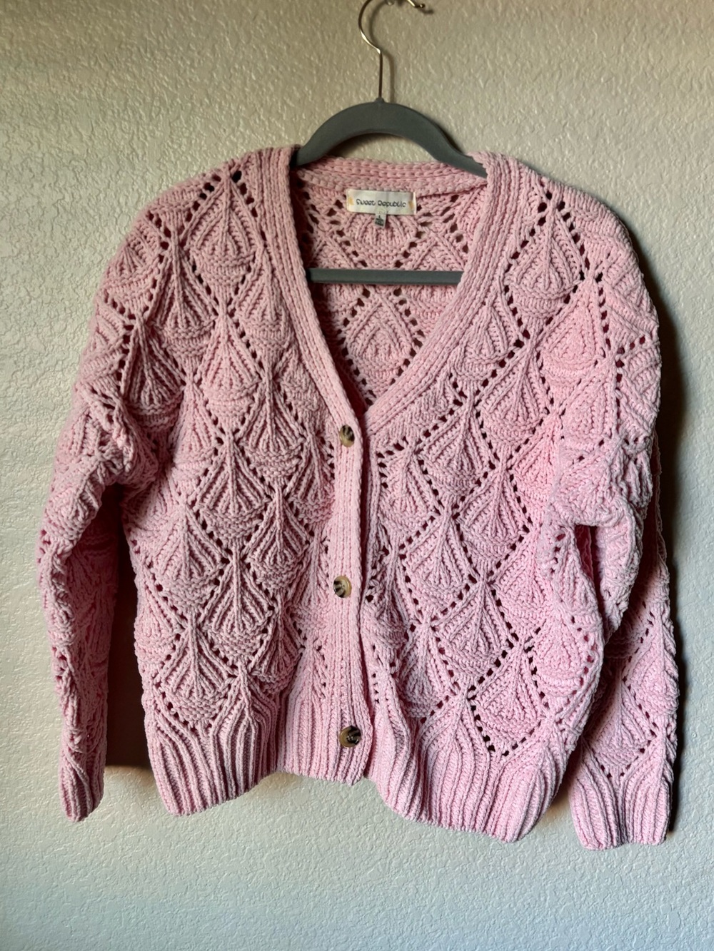 Pink Cable Knit Sweater